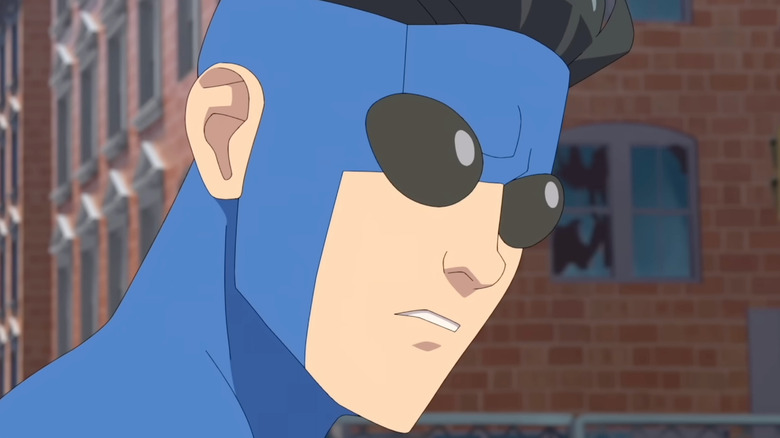 Mark Grayson in his blue supersuit as Invincible in Invincible season 4