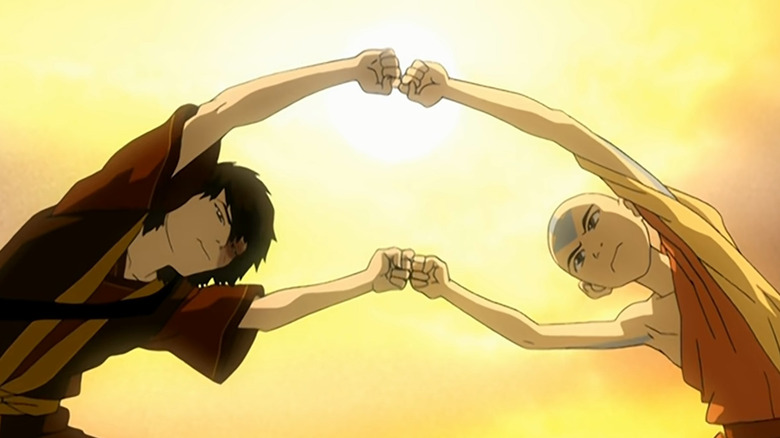 Avatar the Last Airbender aang zuko dragon dance fists together