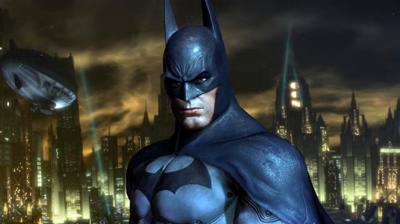 Batman in front of Gotham City Gotham City