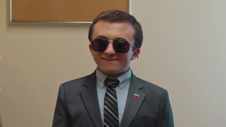 Atticus Shaffer as the student UN delegate from Russia in Never Have I Ever
