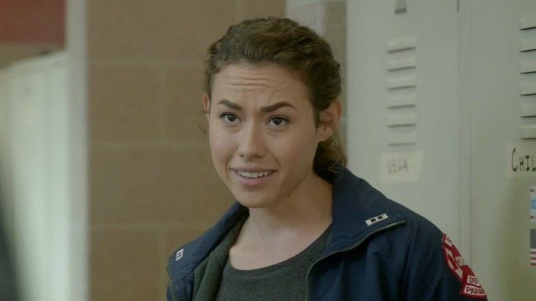 Dora Madison as Jessica Chilton, smiling on Chicago Fire