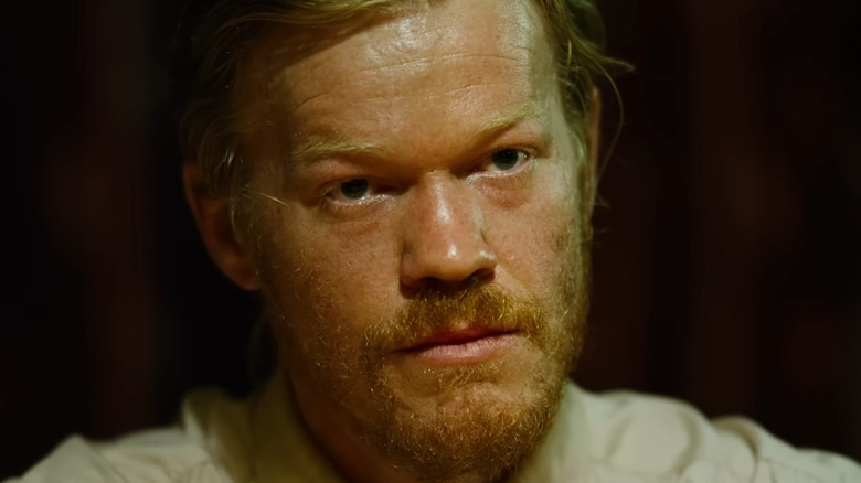 Jesse Plemons as Teddy, staring forward in Bugonia