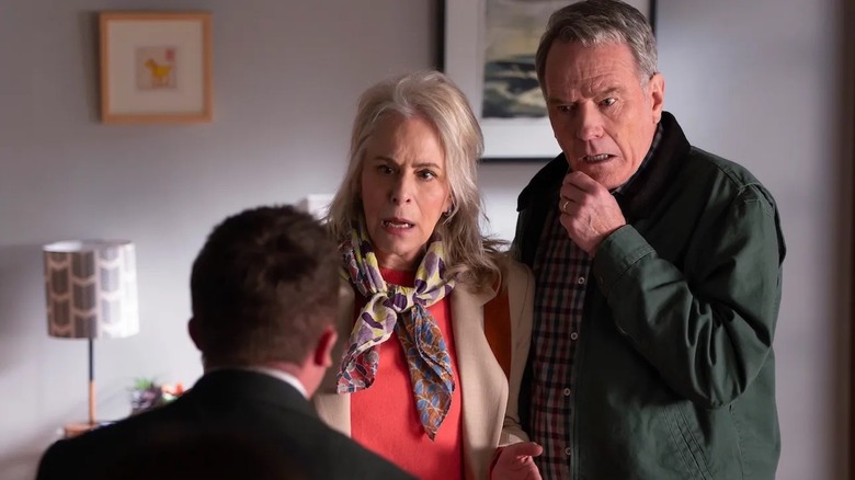 Jane Kaczmarek as Lois and Brian Cranston as Hal react with shock and disgust in Malcolm in the Middle: Life's Still Unfair