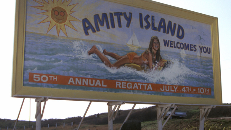 The Amity Island welcome sign in Jaws