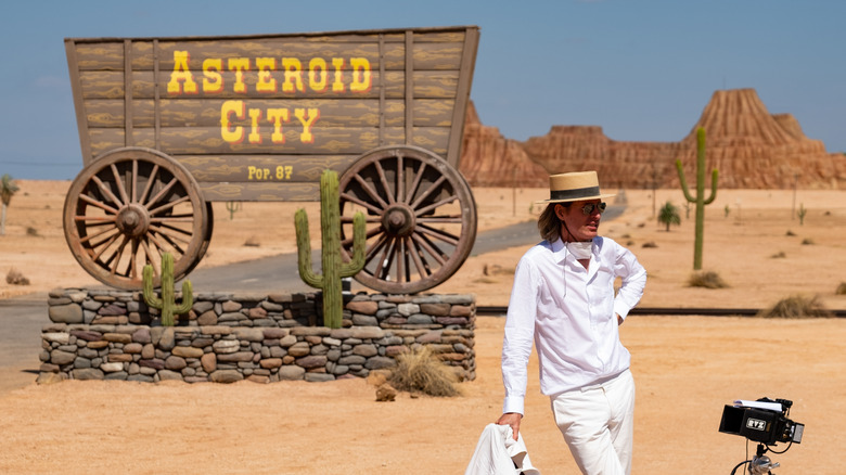 Wes Anderson on the set of Asteroid City