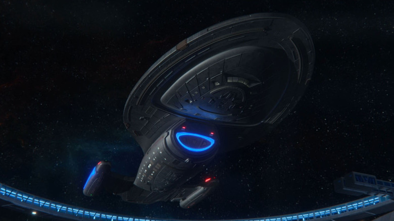 The USS Voyager in a museum on Star Trek: Picard