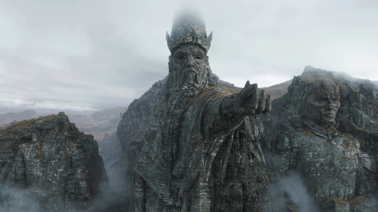 Baylan Skoll stands atop a giant statue of the Mortis Gods on the Ahsoka season 1 finale.