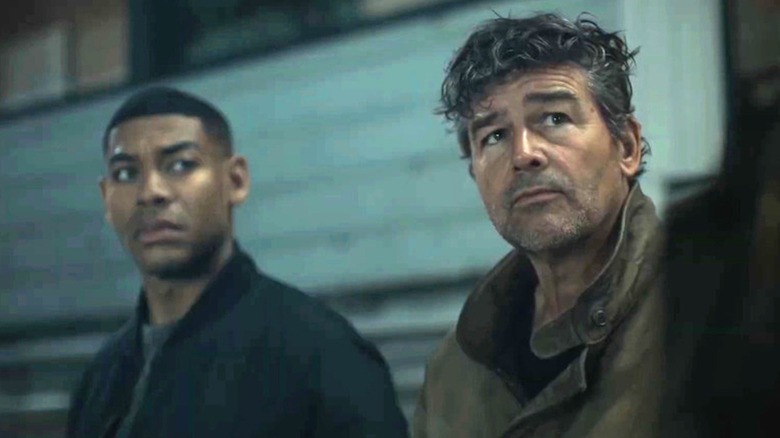 Aaron Pierre as John Stewart and Kyle Chandler as John Stewart look awfully suspicious in Lanterns