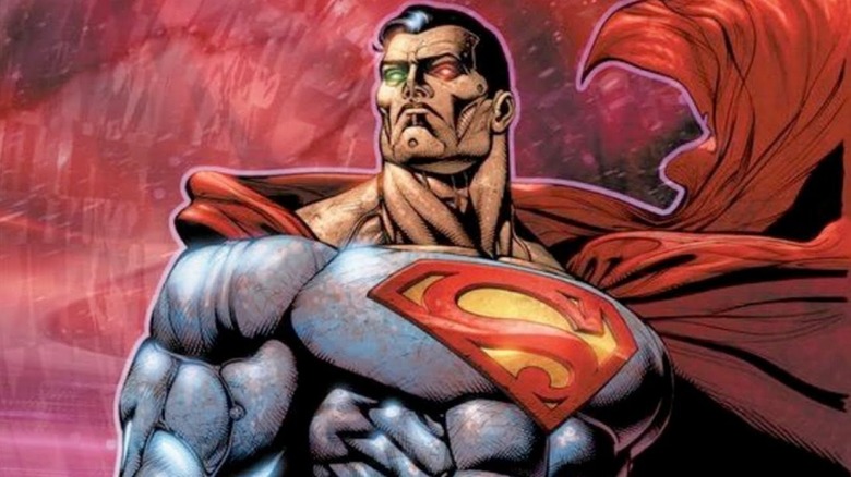 Cosmic Armor Superman looking angrily at the distance in Superman Beyond 3D