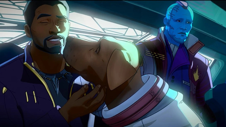 Cosmo licking T'Challa 