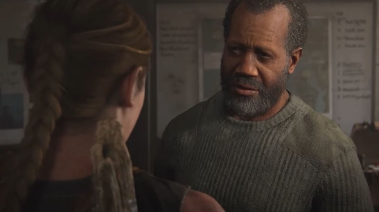 Jeffrey Wright's Isaac Dixon facing Laura Bailey's Abby Anderson in The Last of Us Part II
