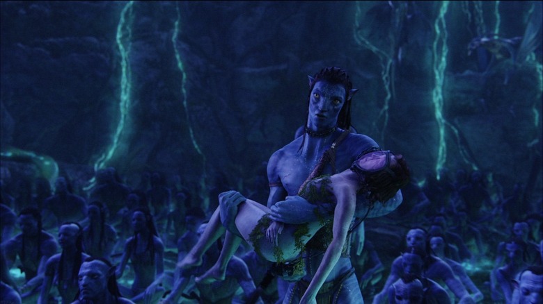 Sam Worthington and Sigourney Weaver in Avatar