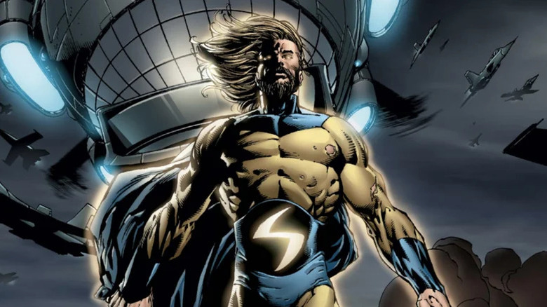 The Sentry flying in front of helicarrier Marvel