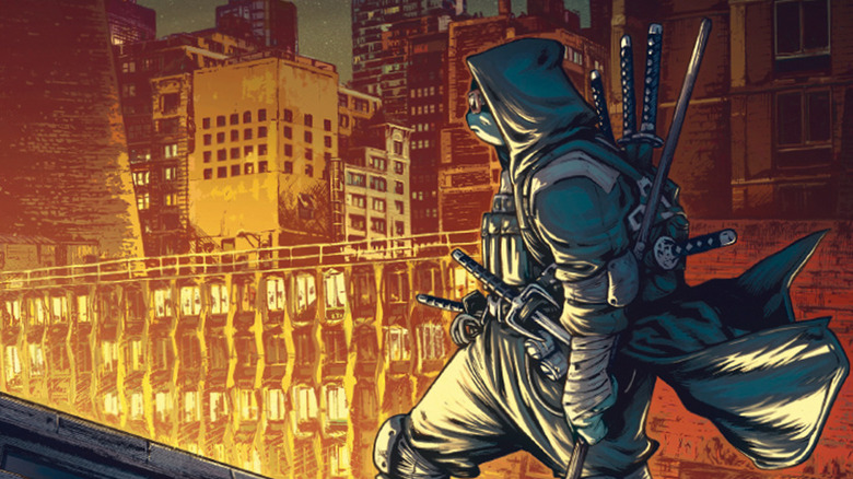 The Last Ronin looking over the city on a rooftop on an alternate cover for TMNT: The Last Ronin