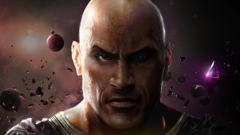 Black Adam in close-up concept art