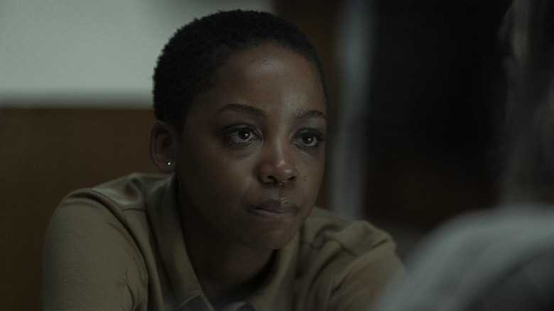 Thuso Mbedu as Aleah speaking to someone in Task Episode 3