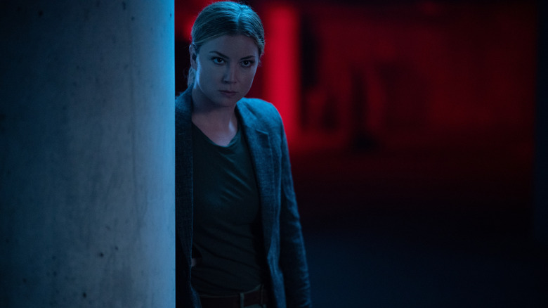 Sharon Carter standing next to a pillar in The Falcon and the Winter Soldier