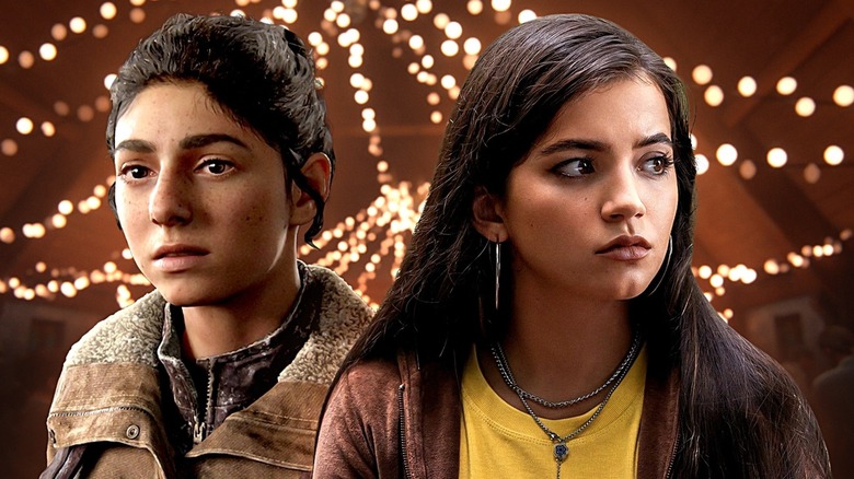 A composite image of Dina in The Last of Us Part II and Isabela Merced as Anya in Madame Web