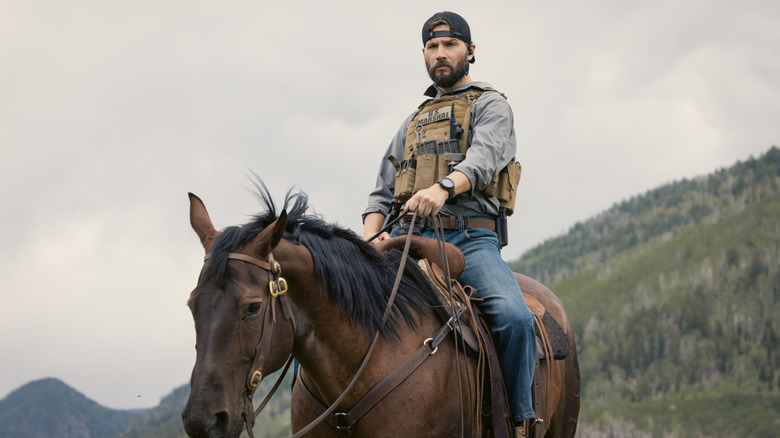 Logan Marshall-Green's Pete Calvin on horseback on Marshals