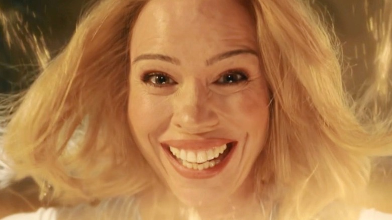 Billie Piper smiling as the new Doctor (?) in Doctor Who