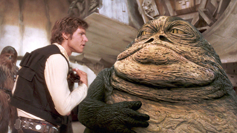Han Solo and Jabba the Hutt in Star Wars: A New Hope