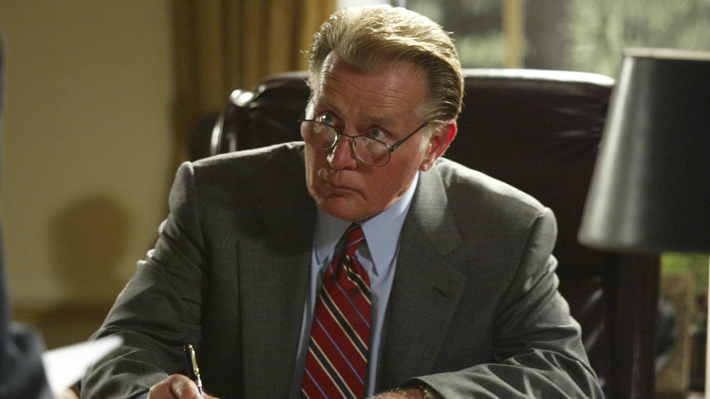 Martin Sheen as President Jed Bartlet looking surprised on The West Wing