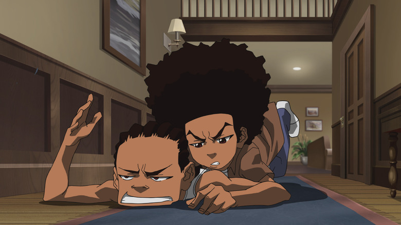 Huey tackling Riley in an episode of The Boondocks