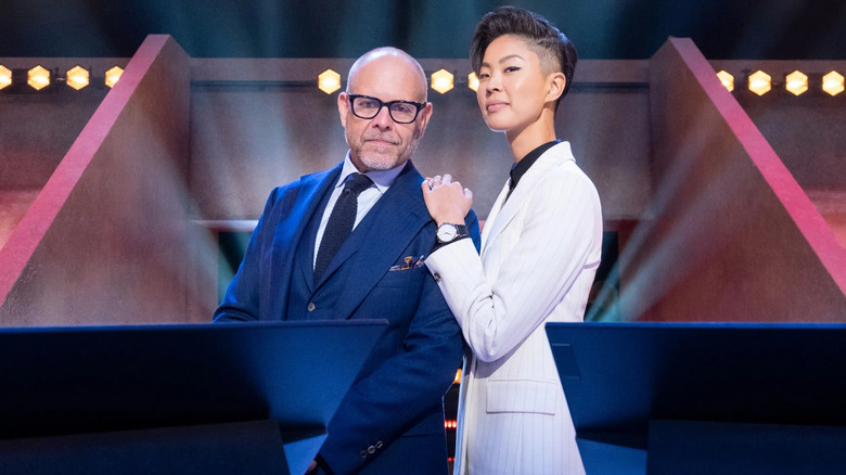 Alton Brown and Kristen Kish in Iron Chef: Quest for an Iron Legend