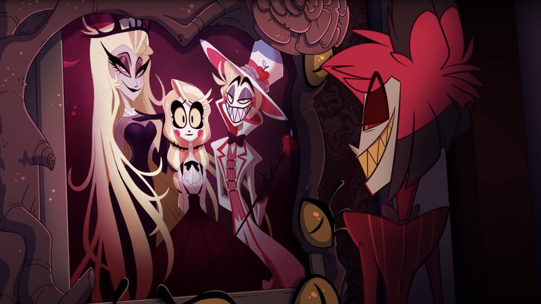 Alastor and the Morningstar Family in the Hazbin Hotel pilot