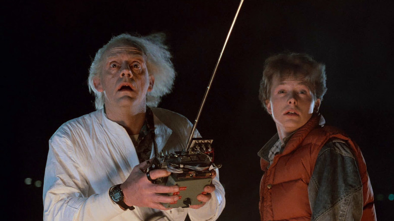 Doc and Marty witness time travel in Back to the Future