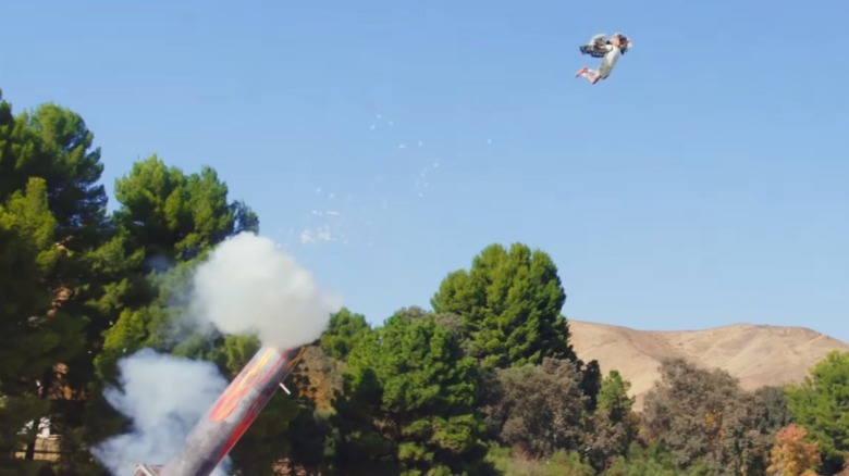 Johnny Knoxville getting shot out of a cannon