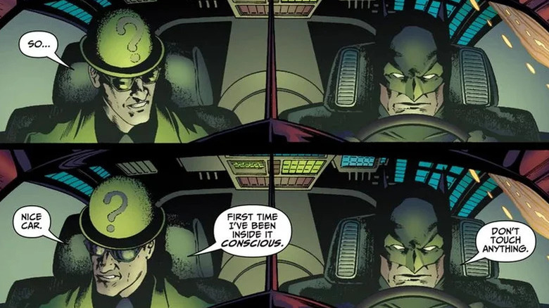 "E. Nigma, Consulting Detective" - The Riddler and Batman in the Batmobile