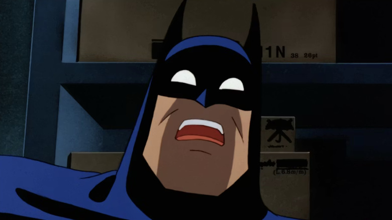Batman looking shocked in Batman: The Animated Series