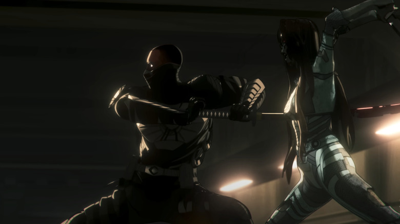 Blade stabs a zombie in Marvel Zombies