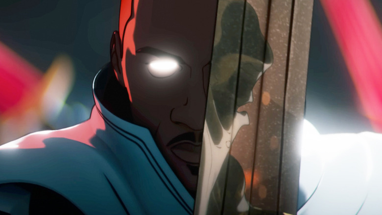 Blade is seen holding his sword across his face in Marvel Zombies