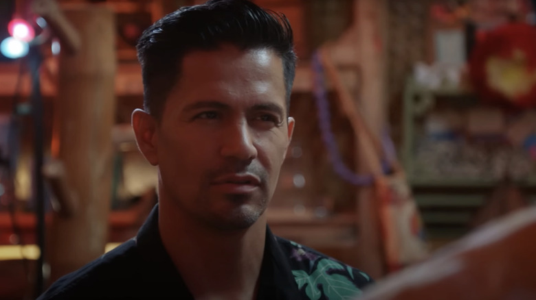 Jay Hernandez's Thomas Magnum is seen in closeup in Magnum PI