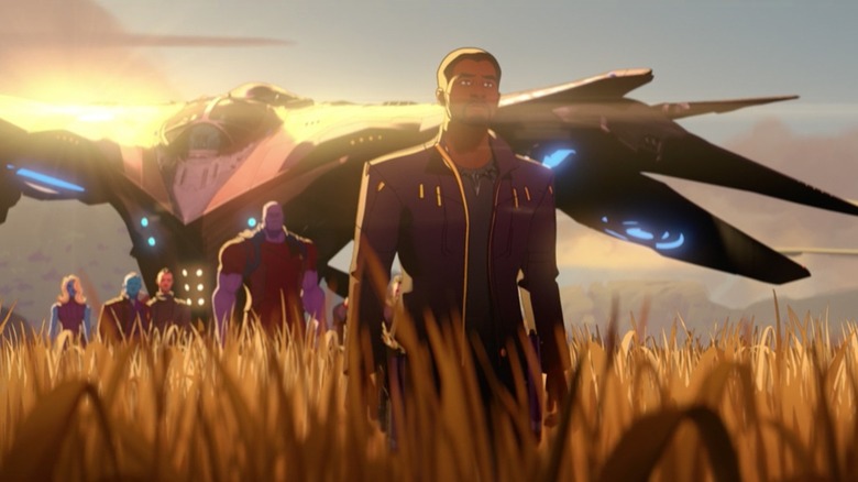 Chadwick Boseman as the voice of Star-Lord T'Challa returning to Wakanda in What If...?