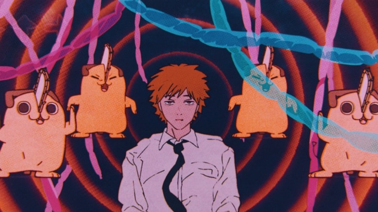 Chainsaw Man: The Movie - Reze Arc opening sequence showing Denji with four dancing Pochitas