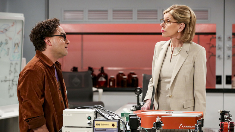 Leonard and Beverly in his laboratory on The Big Bang Theory