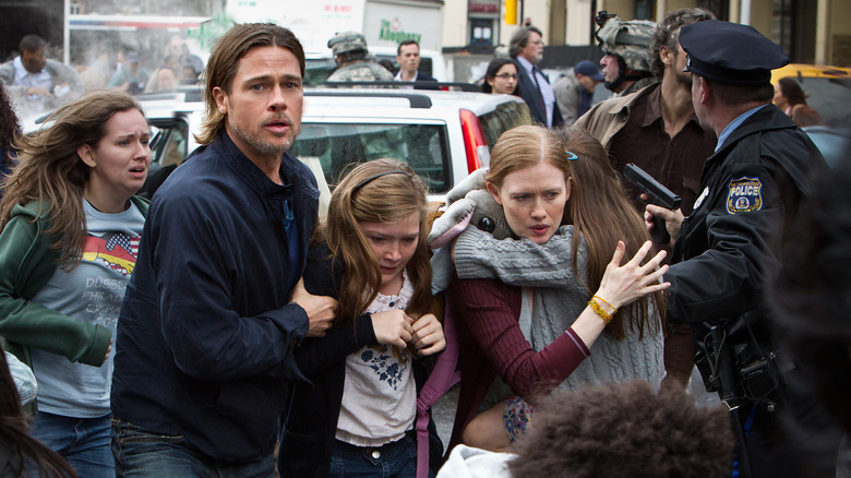 Brad Pitt navigating his family out of danger