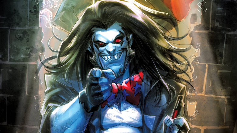 Lobo pointing on the cover of Superman vs. Lobo #2