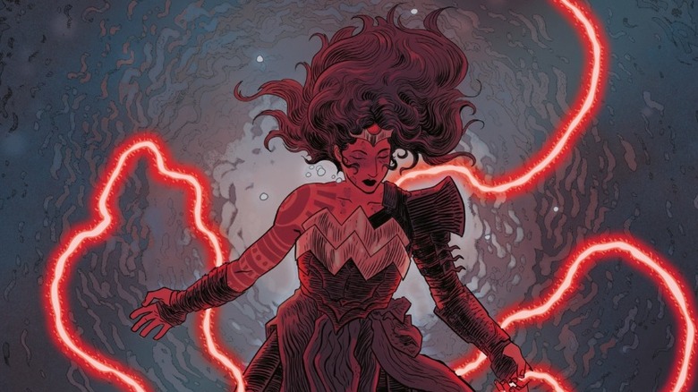 முழுமையான வொண்டர் வுமன் #5 கவர் - டயானா ஒரு வெற்றிடத்தில் தனது நெமிசிஸ் லாசோவை வைத்திருக்கிறாள்