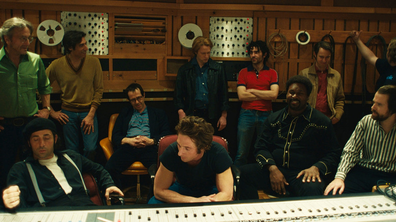 Jeremy Allen White as Bruce Springsteen with the E Street Band in Springsteen: Deliver Me From Nowhere