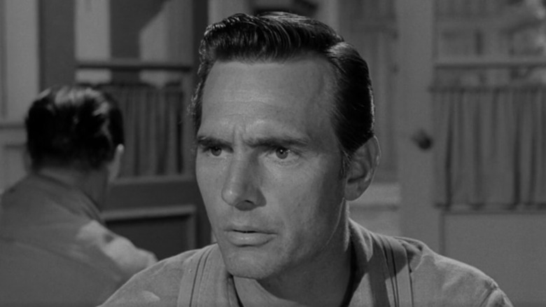 Chester looking concerned in Gunsmoke