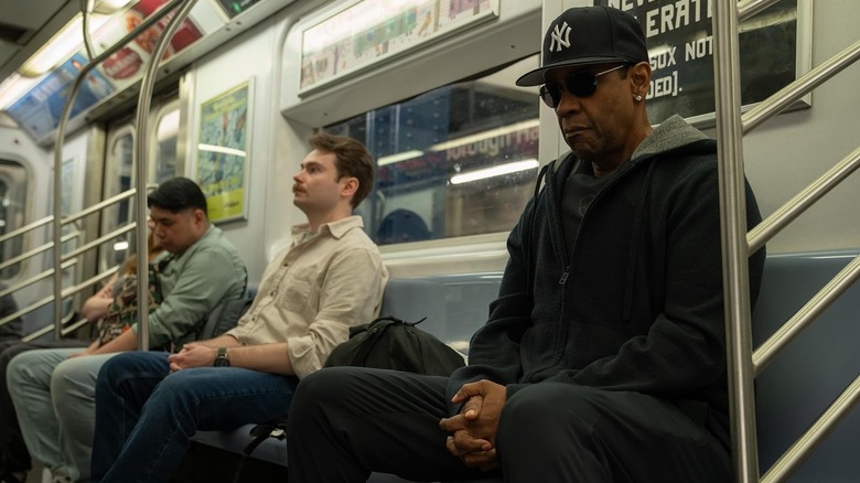 Denzel Washington rides the subway as David King in Highest 2 Lowest
