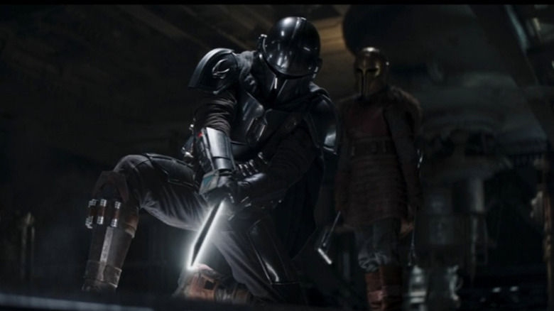 Pedro Pascal and Emily Swallow in The Book of Boba Fett