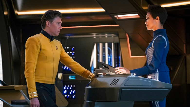 Captain Pike and Michael Burnham