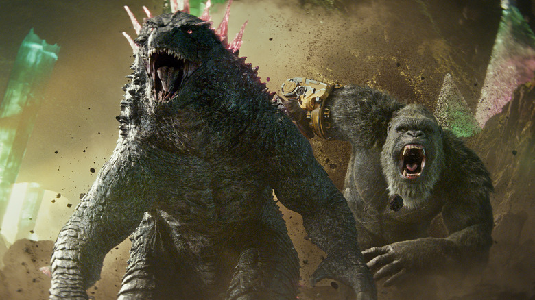 Godzilla and Kong charge in Godzilla x Kong: The New Empire