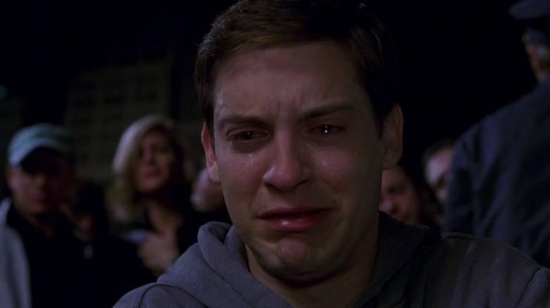 Tobey Maguire as Peter Parker Crying in Spider-Man 2002