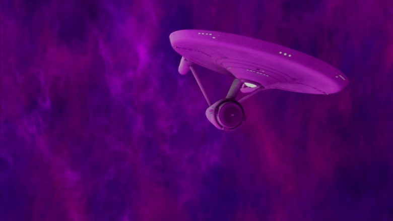 The Enterprise traversing the Galactic Barrier in Star Trek
